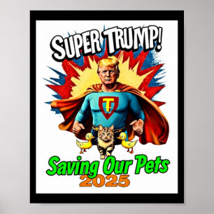 Retro Super Trump 2025 Bescherm onze katten en een Poster