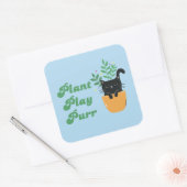 Retro Supercute Cat Plant Spelen Spint Vierkante Sticker (Envelop)