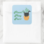 Retro Supercute Cat Plant Spelen Spint Vierkante Sticker (Tas)