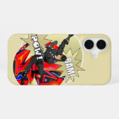 Retro superheld karakter iPhone 16 hoesje (Achterkant horizontaal)