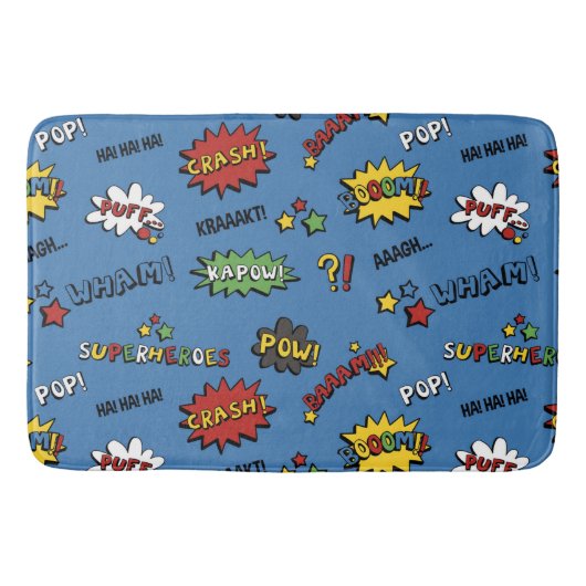 Retro Superheld Kinder Patroon Badmat (Voorkant)