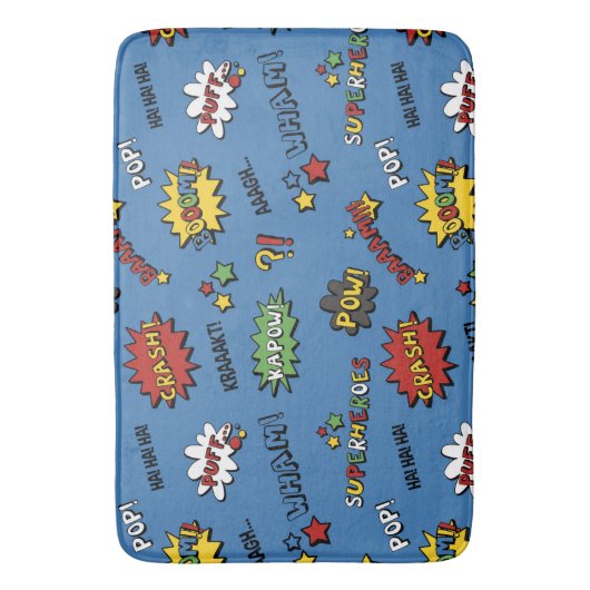 Retro Superheld Kinder Patroon Badmat (Voorkant Verticaal)