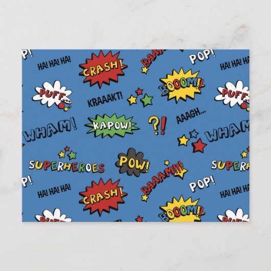 Retro Superheld Kinder Patroon Briefkaart (Voorkant)