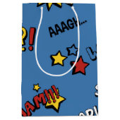 Retro Superheld Kinder Patroon Medium Cadeauzakje (Voorkant)