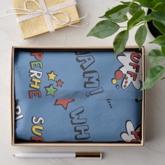 Retro Superheld Kinder Patroon Tissuepapier (Geschenk)