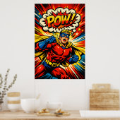 Retro Superheld POW! Stripboek Pop Art Poster (Keuken)
