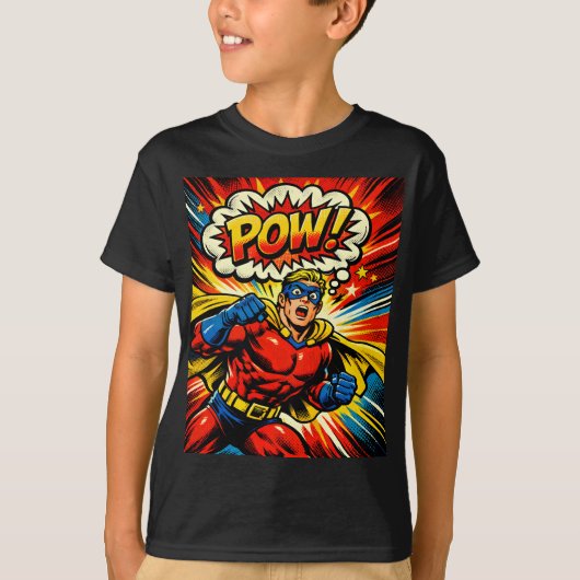 Retro Superheld POW! Stripboek Pop Art T-shirt (Voorkant)