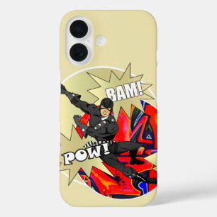 Retro superheldenpersonage iPhone 16 hoesje