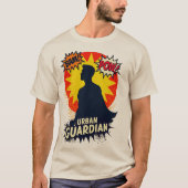 Retro Superhero Silhouette - Urban Guardian Design T-shirt (Voorkant)