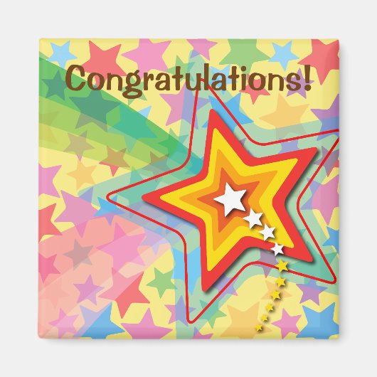 Retro Superstar Rainbow Colorful Fun Magnet (Voorkant)