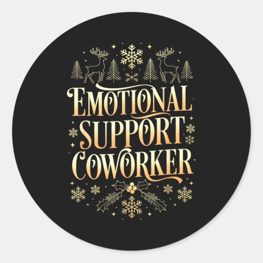 Retro Suprt Coworker Ugly Christmas Saying Quote  Ronde Sticker (Voorkant)