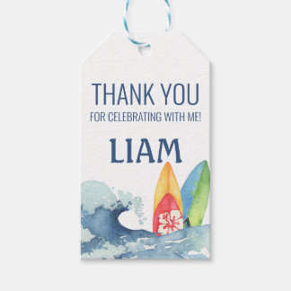 Retro Surf Birthday Party Dank u voor labels Cadeaulabel