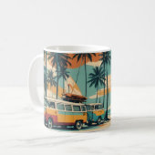 Retro Surf Bus & Palmboom Koffiemok | Tropisch (Voorkant links)