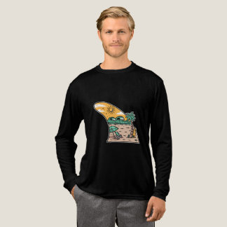 Retro Surf Fin Beach Scene T-Shirt