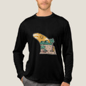 Retro Surf Fin Beach Scene T-Shirt (Voorkant volledig)