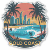 Retro Surf Gold Coast - Australië Beach Sticker (Voorkant)