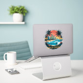 Retro Surf Gold Coast - Australië Beach Sticker (Laptop op bureau)