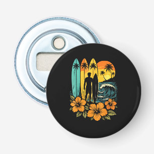 Retro Surf Strand Zonsondergang Tropisch Button Flesopener