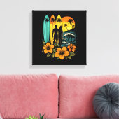 Retro Surf Strand Zonsondergang Tropisch Canvas Afdruk (Insitu (Woonkamer))