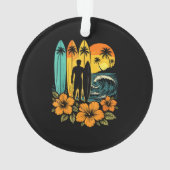 Retro Surf Strand Zonsondergang Tropisch Ornament (achterkant)