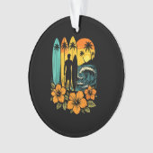 Retro Surf Strand Zonsondergang Tropisch Ornament (voorkant)