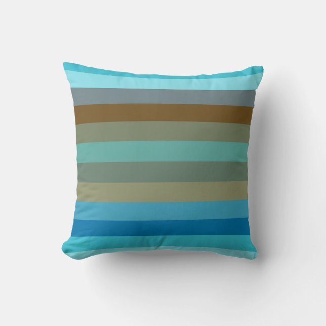 Retro Surf Stripe 1970s Beach Rainbow   Kussen (Voorkant)