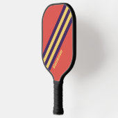 Retro Surf Sunset Stripes met naam Pickleball Paddle (Links)
