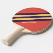 Retro Surf Sunset Stripes met naam Tafeltennisbatje (Voorkant Gekanteld)