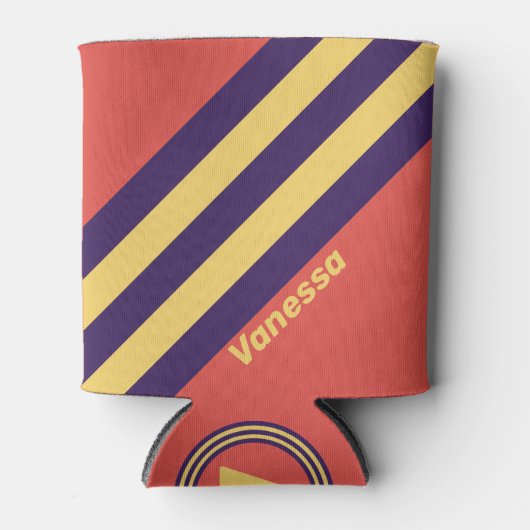 Retro Surf Sunset Stripes with Name Blikjeskoeler (Voorkant)