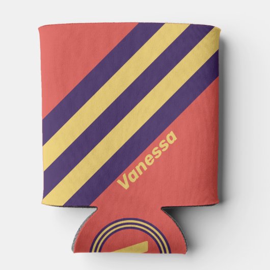 Retro Surf Sunset Stripes with Name Blikjeskoeler (Achterkant)