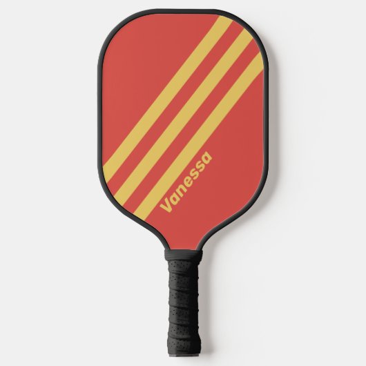 Retro Surf Sunset Three Stripes met naam Pickleball Paddle (Voorkant)