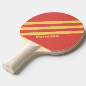 Retro Surf Sunset Three Stripes met naam Tafeltennisbatje (Voorkant Gekanteld)