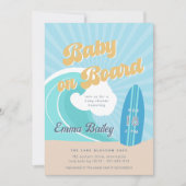 Retro Surf Thema Baby Borrel Kaart (Voorkant)
