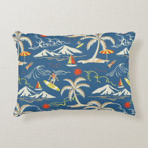 Retro Surf Tropical Patroon Accent Kussen