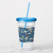 Retro Surf Tropical Patroon Acryl Drinkbeker (Achterkant)