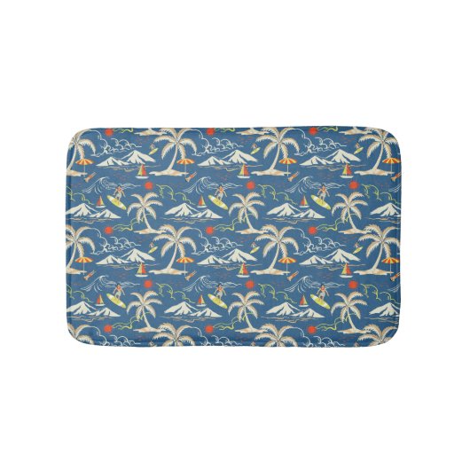 Retro Surf Tropical Patroon Badmat (Voorkant)