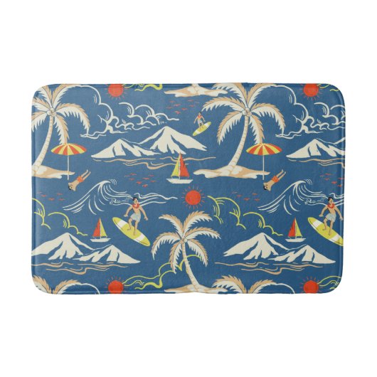 Retro Surf Tropical Patroon Badmat (Voorkant)