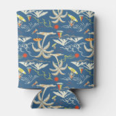 Retro Surf Tropical Patroon Blikjeskoeler (Achterkant)