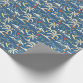 Retro Surf Tropical Patroon Cadeaupapier (Hoek)
