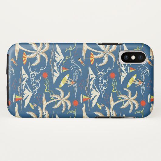 Retro Surf Tropical Patroon Case-Mate iPhone Case (Achterkant (horizontaal))