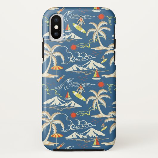 Retro Surf Tropical Patroon Case-Mate iPhone Case (Achterkant)