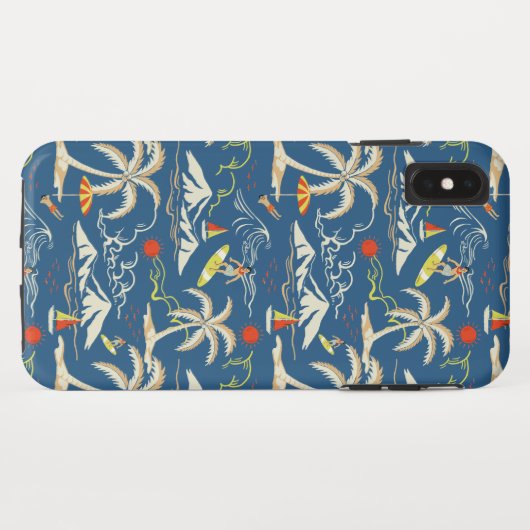 Retro Surf Tropical Patroon Case-Mate iPhone Case (Achterkant (horizontaal))