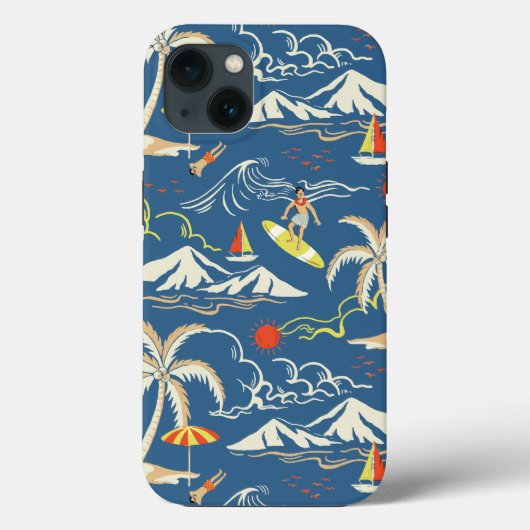 Retro Surf Tropical Patroon Case-Mate iPhone Case (Achterkant)