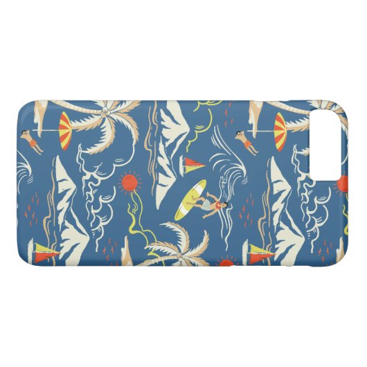 Retro Surf Tropical Patroon Case-Mate iPhone Case (Achterkant (Horizontaal))