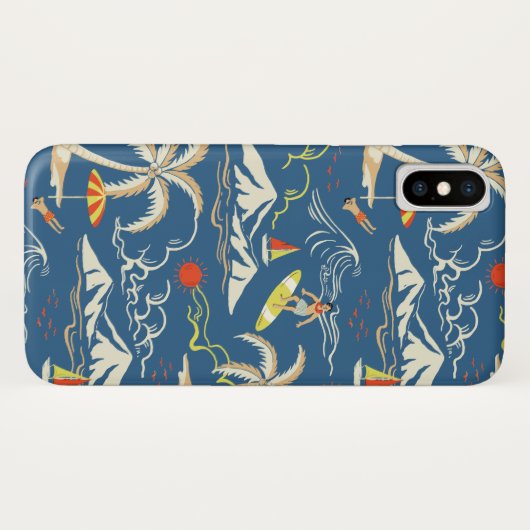 Retro Surf Tropical Patroon Case-Mate iPhone Case (Achterkant (horizontaal))