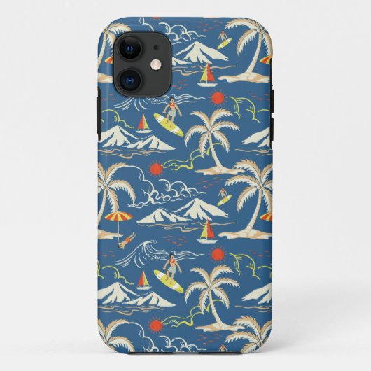 Retro Surf Tropical Patroon Case-Mate iPhone Case (Achterkant)