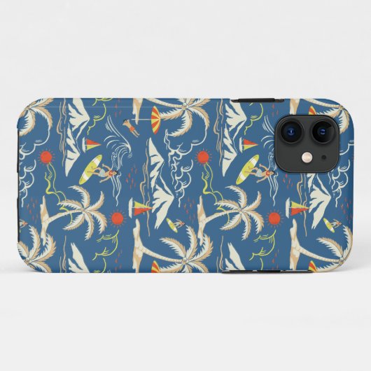 Retro Surf Tropical Patroon Case-Mate iPhone Case (Achterkant (horizontaal))