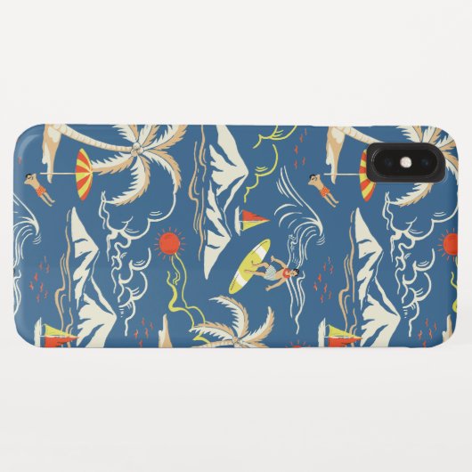 Retro Surf Tropical Patroon Case-Mate iPhone Case (Achterkant (horizontaal))