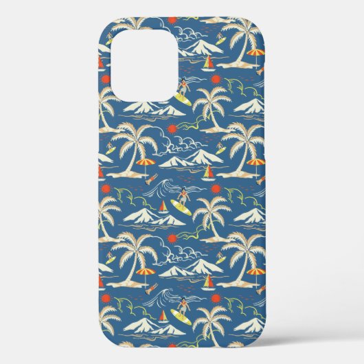 Retro Surf Tropical Patroon Case-Mate iPhone Case (Achterkant)