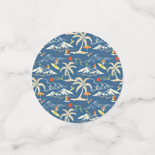 Retro Surf Tropical Patroon Confetti (Kleine voorkant)